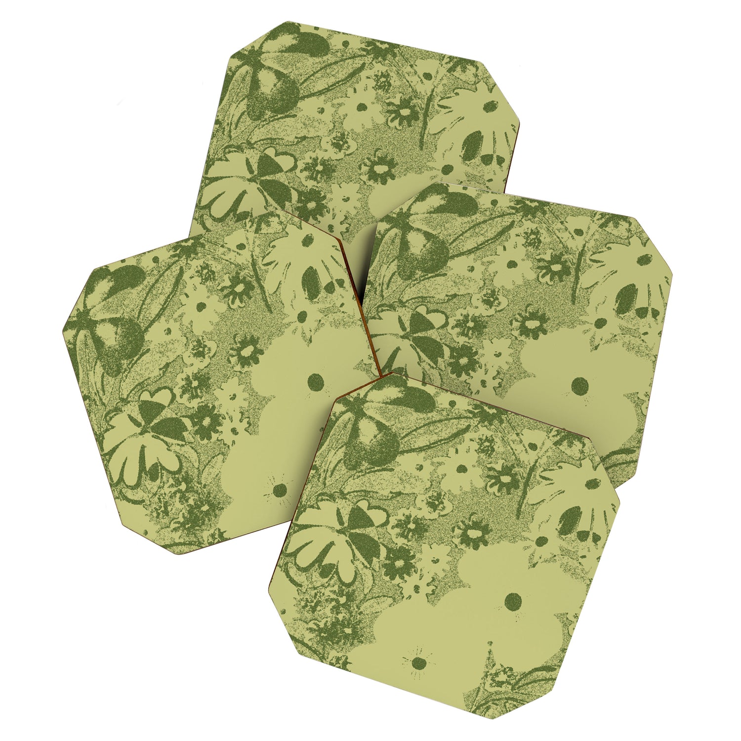 Grandma's Garden (monochromatic green) Coaster Gallery Image 1