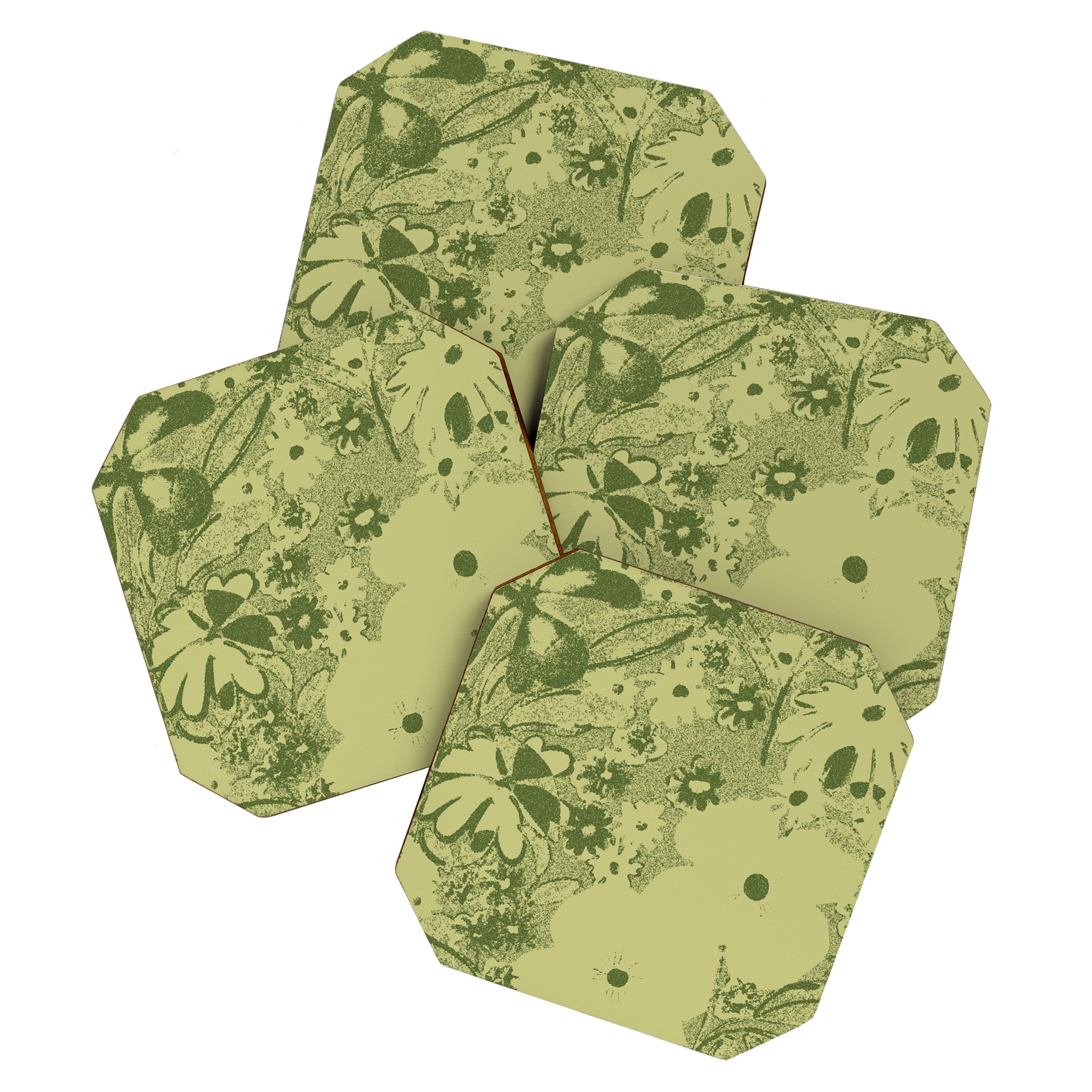 Grandma's Garden (monochromatic green) Coaster Gallery Image 1