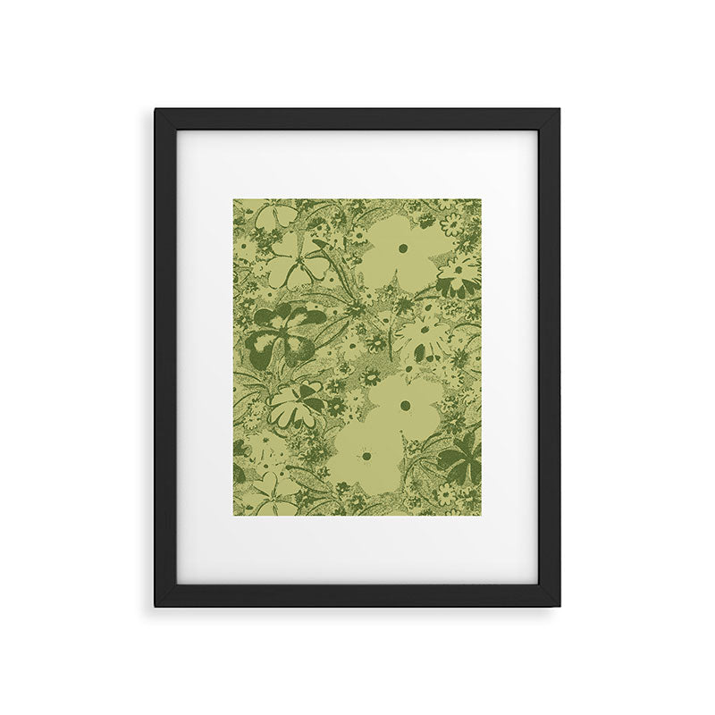 Grandma's Garden (monochromatic green) Framed Art Print Gallery Image 5