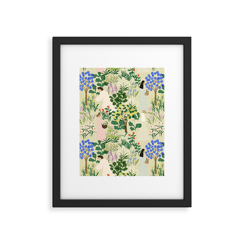 Ladies working in the garden (BEIGE) Framed Art Print Gallery Image 5