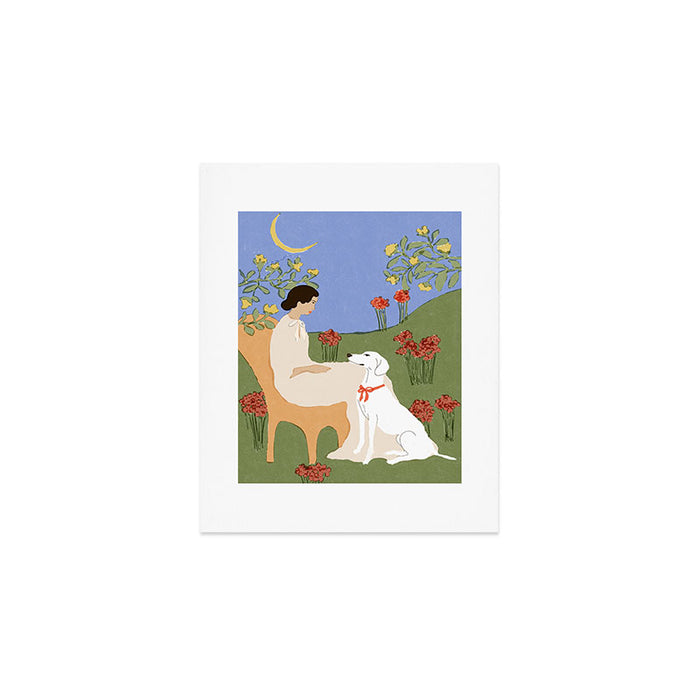 Lady and her dog Art Print Gallery Image 1