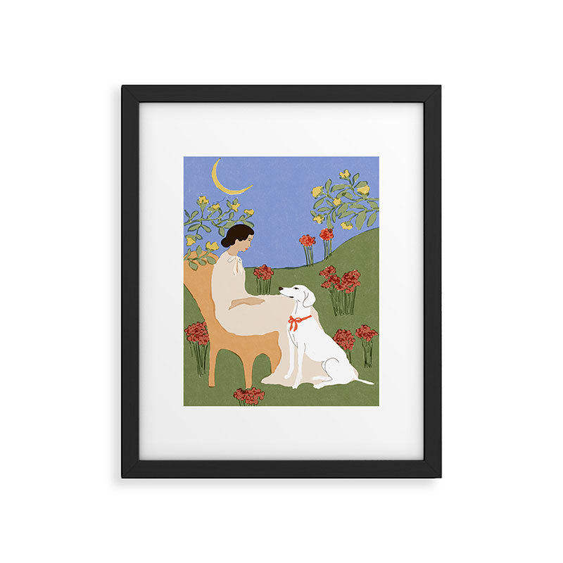 Lady and her dog Framed Art Print Gallery Image 5