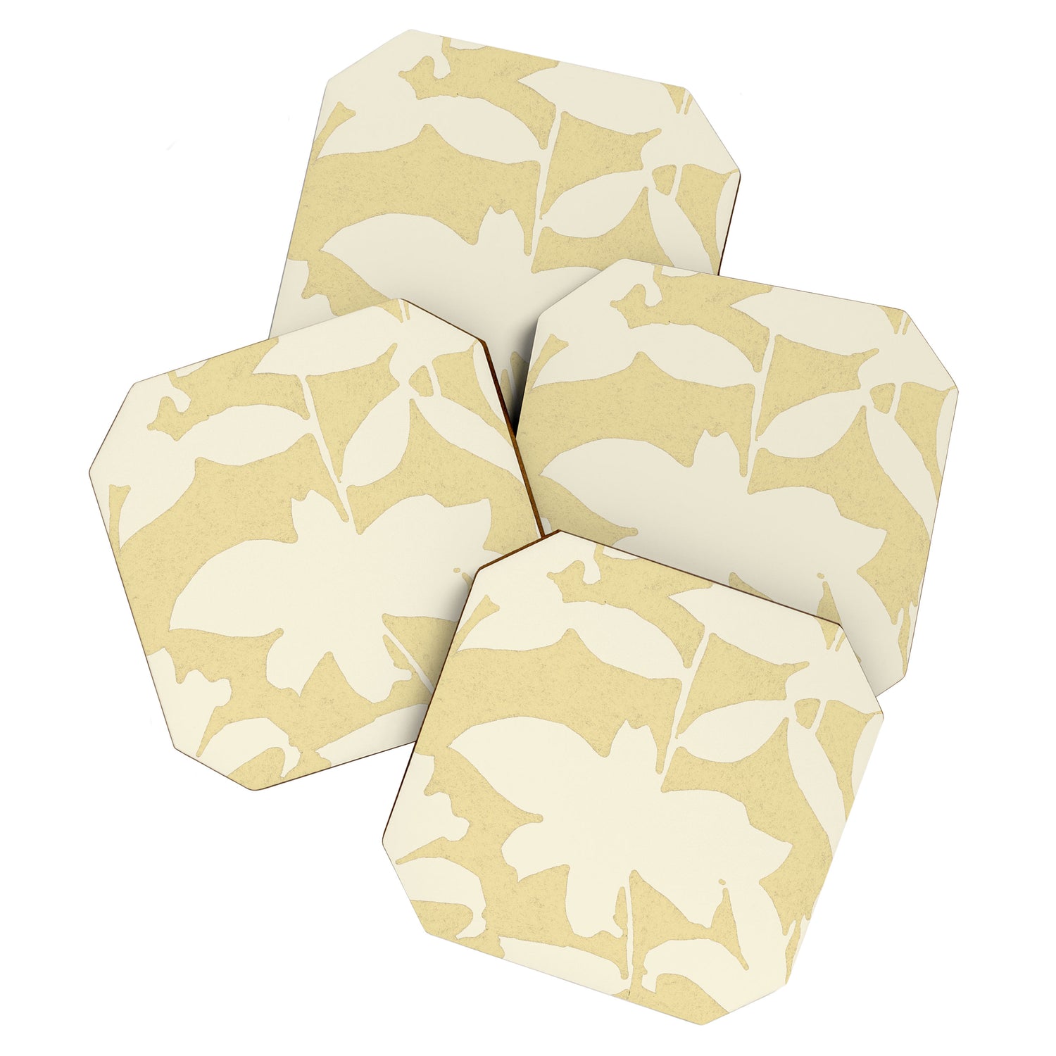 Minimalistic Beige Cut-Out Flowers Coaster Gallery Image 1