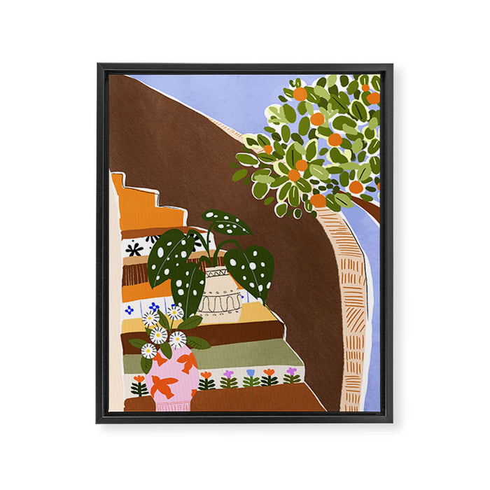 Orange Tree Blue Sky Framed Canvas Print Gallery Image 1