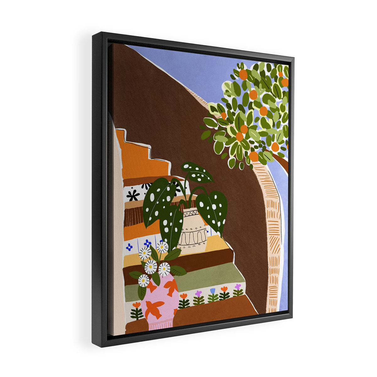 Orange Tree Blue Sky Framed Canvas Print Gallery Image 2