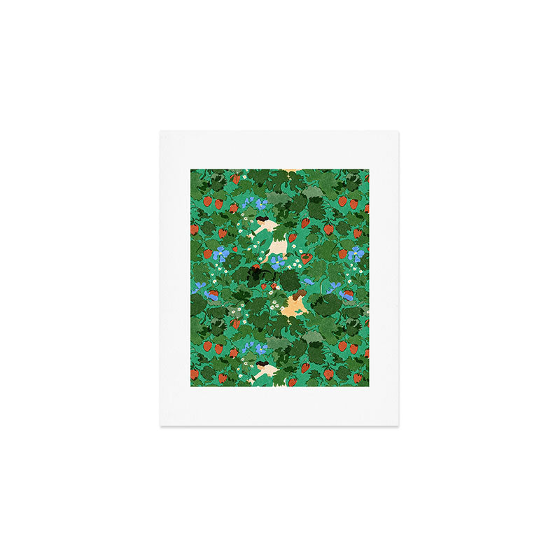 Picking up strawberries Art Print Gallery Image 1