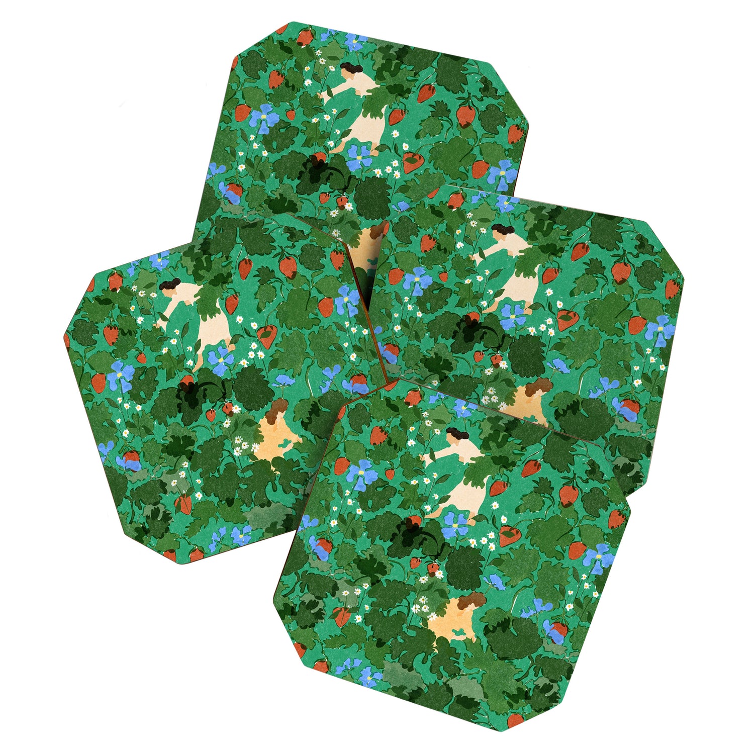 Picking up strawberries Coaster Gallery Image 1