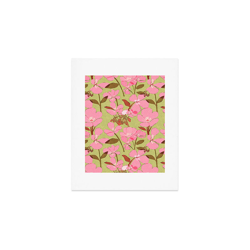 Pink Floral Pattern Art Print Gallery Image 1