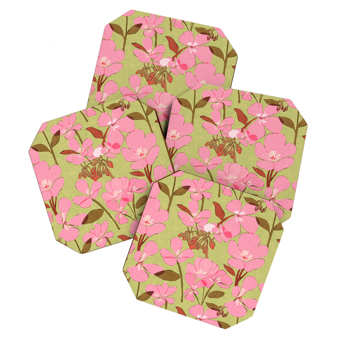 Pink Floral Pattern Coaster Gallery Image 1