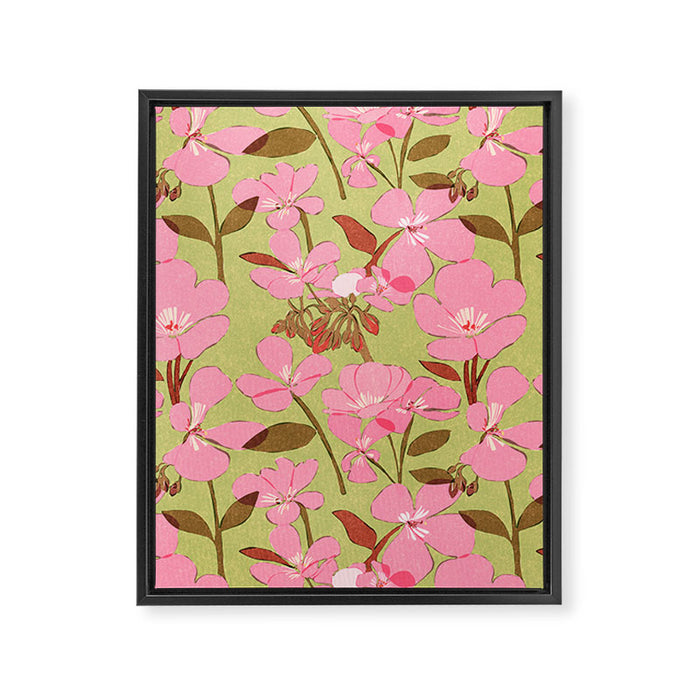 Pink Floral Pattern Framed Canvas Print Gallery Image 1