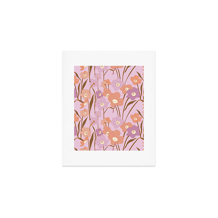 Purple Daffodil Pattern Art Print Gallery Image 1