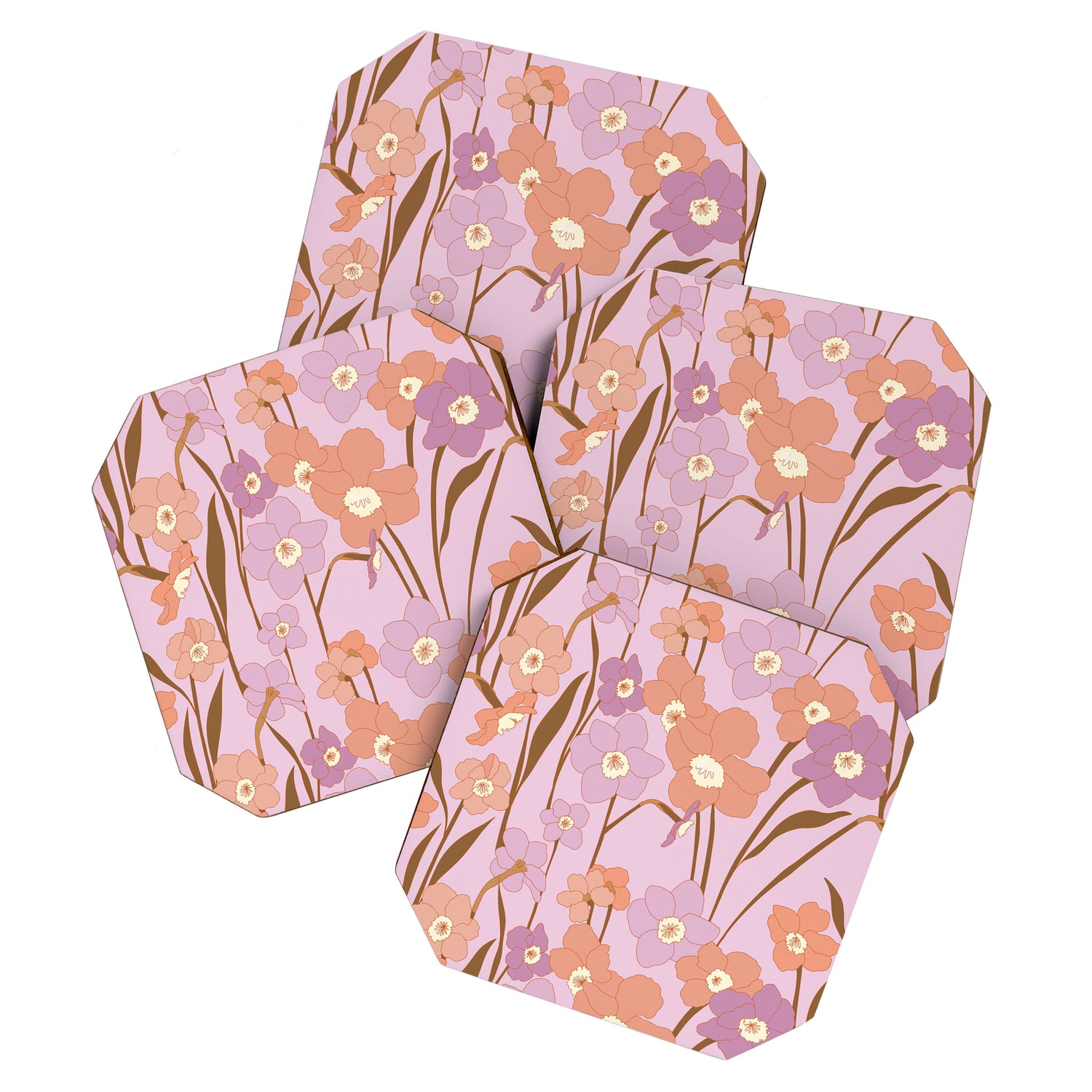 Purple Daffodil Pattern Coaster Gallery Image 1