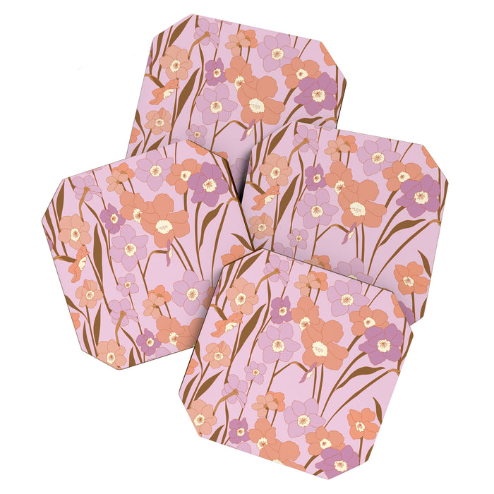 Purple Daffodil Pattern Coaster Gallery Image 1