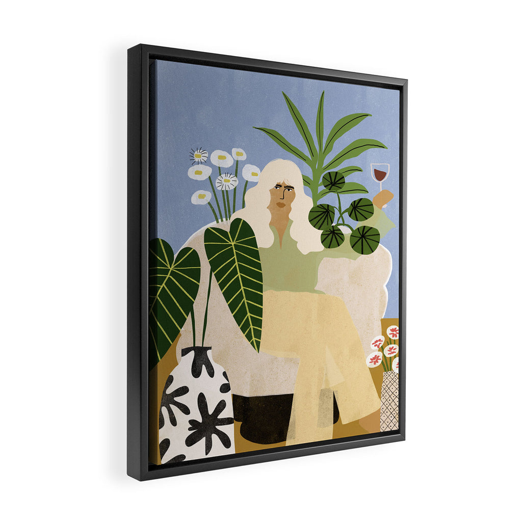 Wine and Plants Framed Canvas Print Gallery Image 2