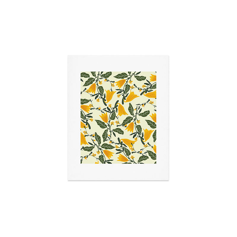 Yellow Bright Flower Pattern Art Print Gallery Image 1