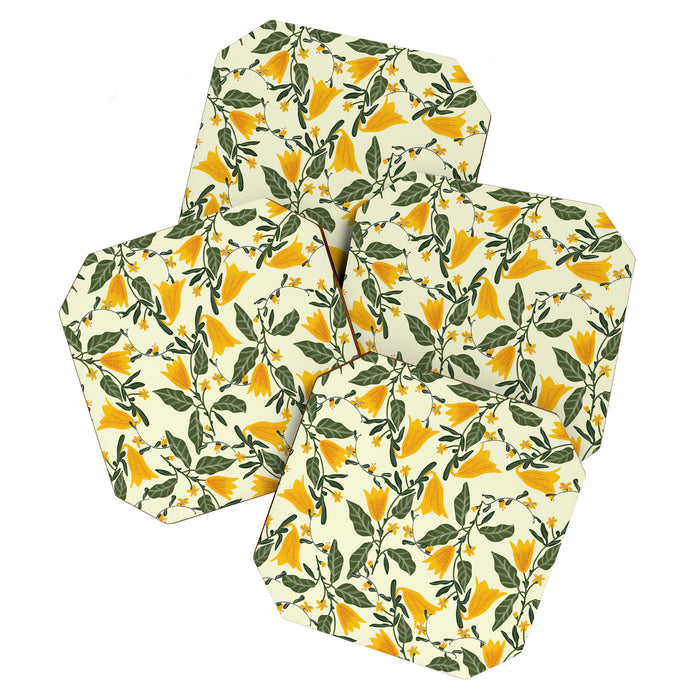 Yellow Bright Flower Pattern Coaster Gallery Image 1