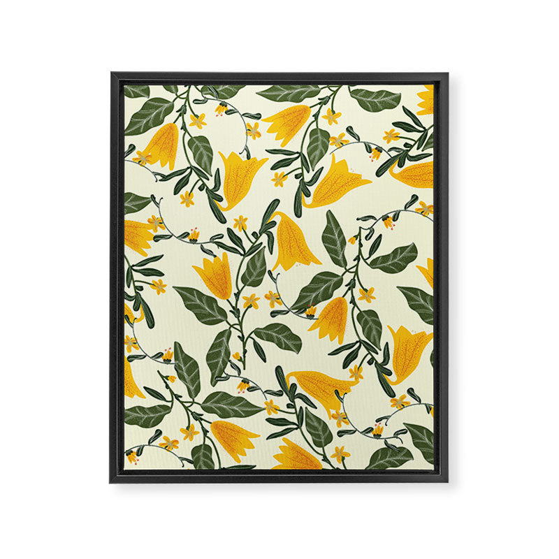 Yellow Bright Flower Pattern Framed Canvas Print Gallery Image 8