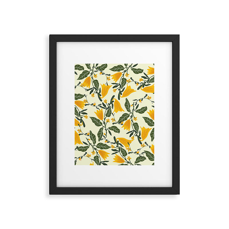 Yellow Bright Flower Pattern Framed Art Print Gallery Image 6
