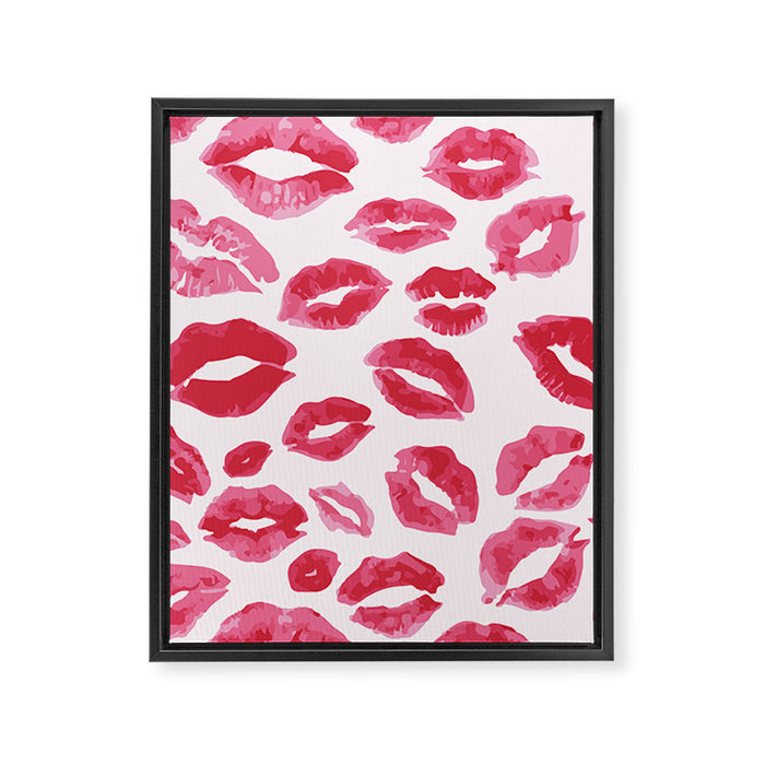 Lipstick Kisses Framed Canvas Print Gallery Image 1