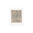 Atlanta Retro Worn Paper City Map Art Print Gallery Image 1