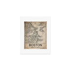 Boston Retro Worn Paper City Map Art Print Gallery Image 1