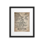 Boston Retro Worn Paper City Map Framed Art Print Gallery Image 5