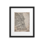 Chicago Retro Worn Paper City Map Framed Art Print Gallery Image 5