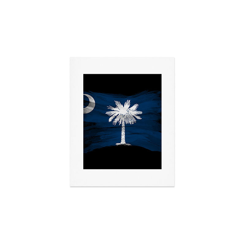 South Carolina state flag brush stroke, South Carolina flag background Art Print Gallery Image 1