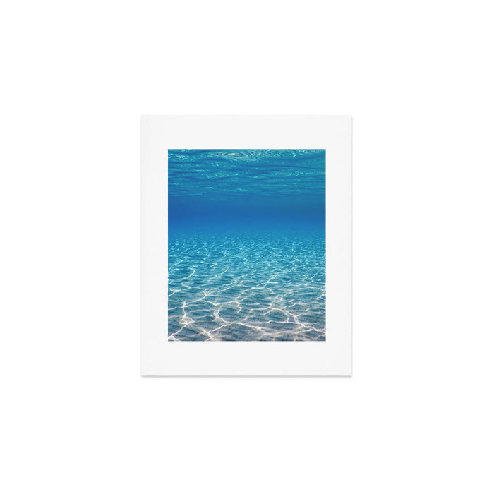 Underwater Blue Ocean, Sandy sea bottom Underwater background Art Print Gallery Image 1