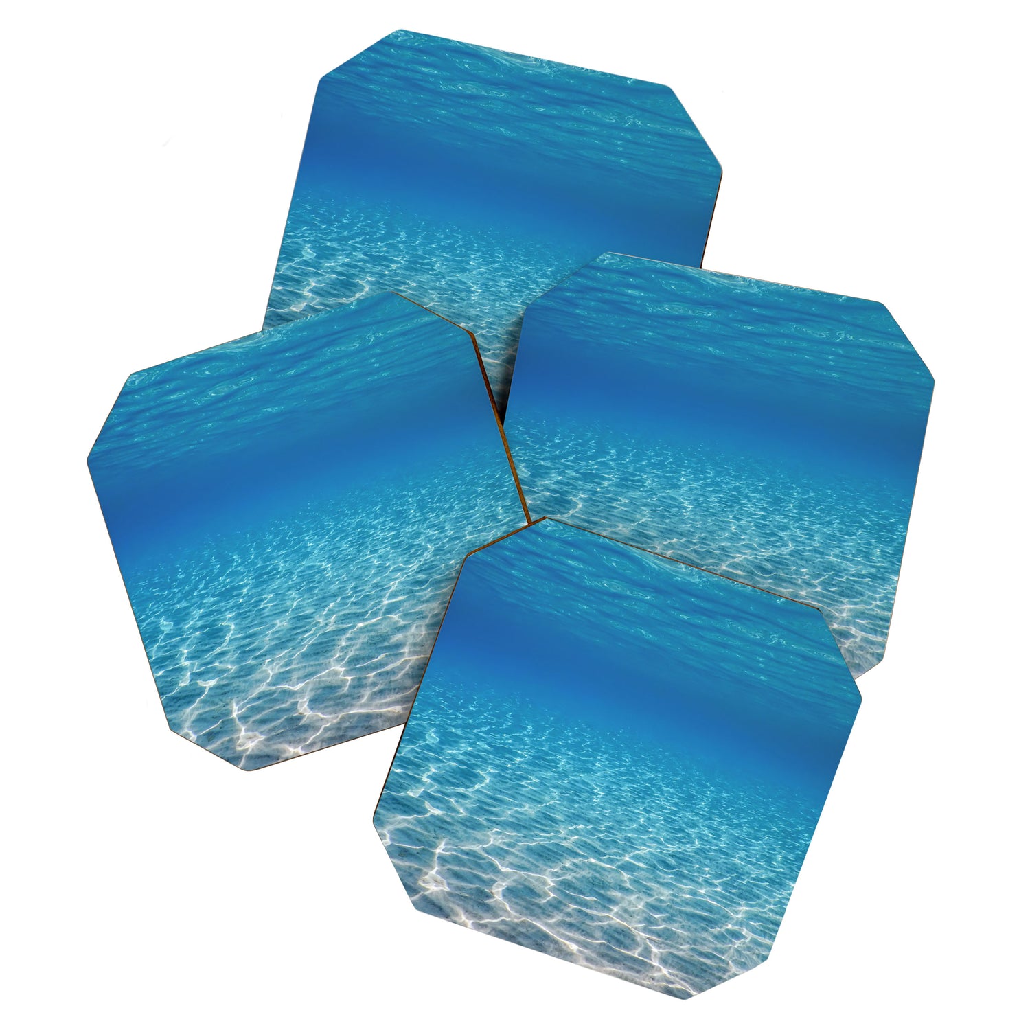 Underwater Blue Ocean, Sandy sea bottom Underwater background Coaster Gallery Image 1