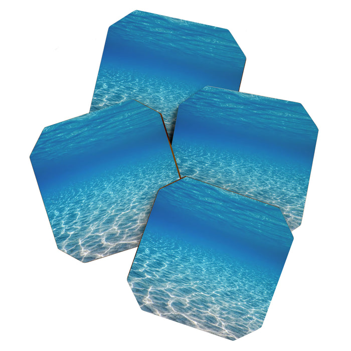 Underwater Blue Ocean, Sandy sea bottom Underwater background Coaster Gallery Image 1