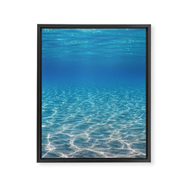 Underwater Blue Ocean, Sandy sea bottom Underwater background Framed Canvas Print Gallery Image 6