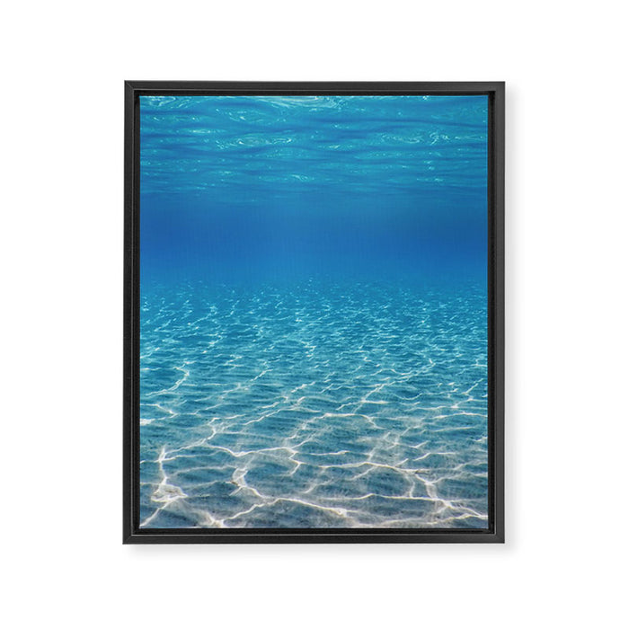 Underwater Blue Ocean, Sandy sea bottom Underwater background Framed Canvas Print Gallery Image 1