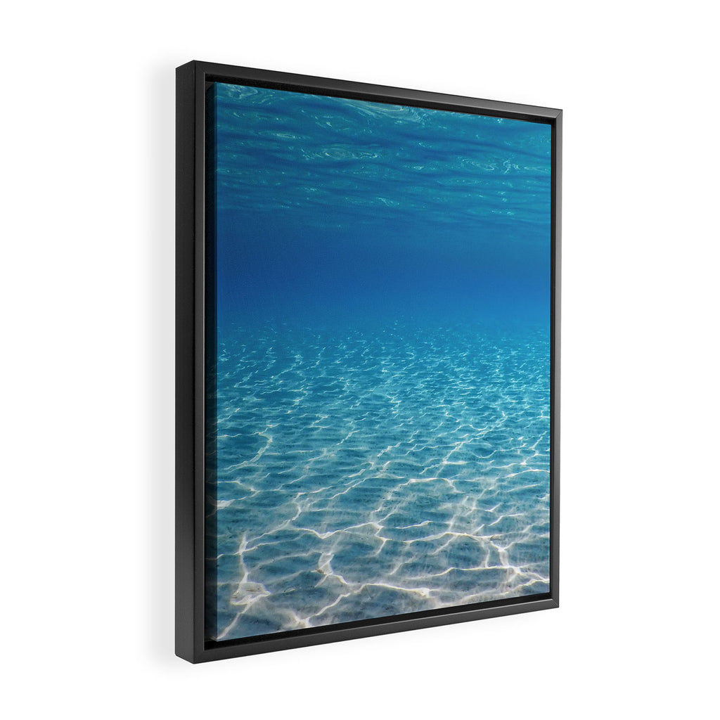Underwater Blue Ocean, Sandy sea bottom Underwater background Framed Canvas Print Gallery Image 2