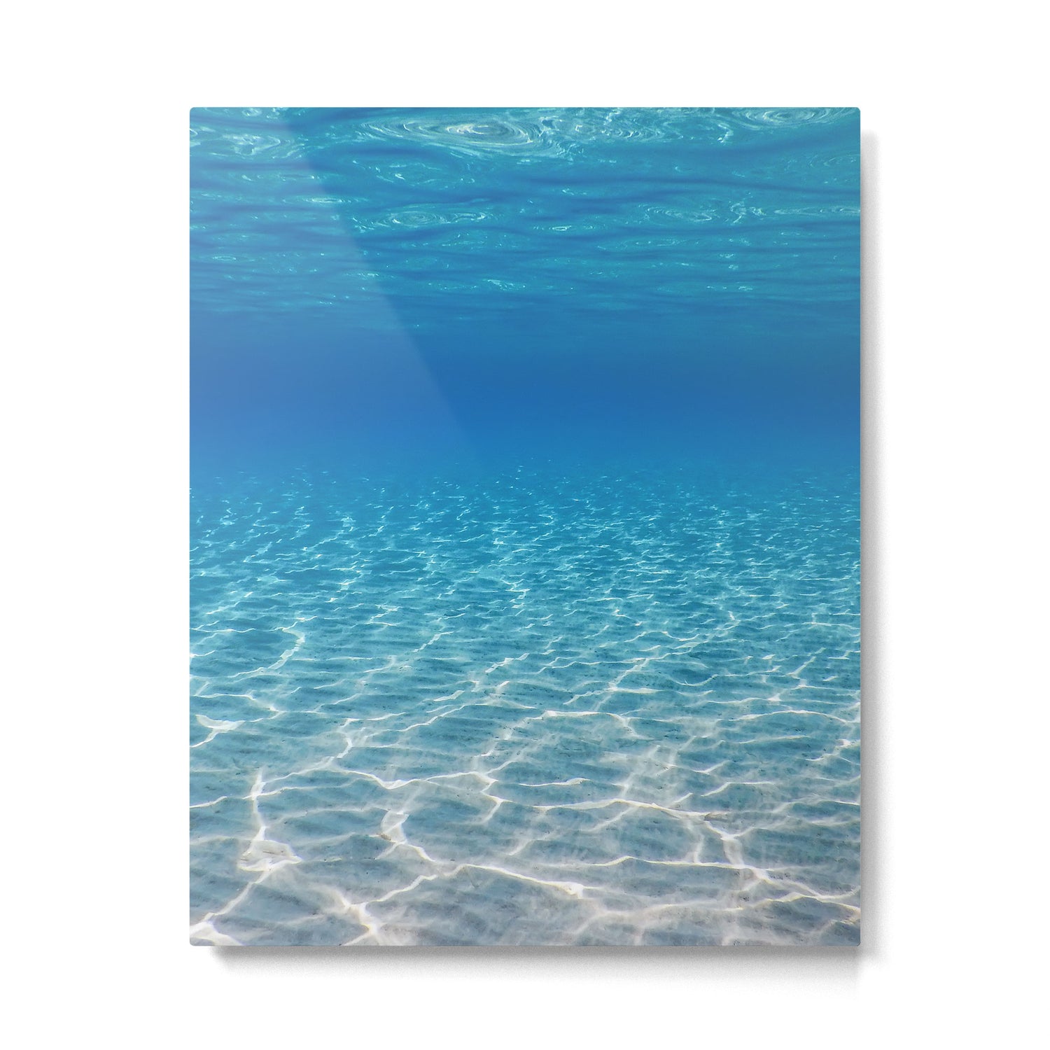 Underwater Blue Ocean, Sandy sea bottom Underwater background Metal Print Gallery Image 4