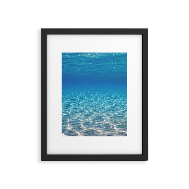 Underwater Blue Ocean, Sandy sea bottom Underwater background Framed Art Print Gallery Image 5