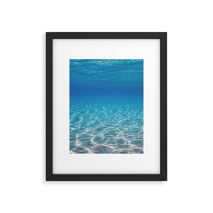 Underwater Blue Ocean, Sandy sea bottom Underwater background Framed Art Print Gallery Image 1