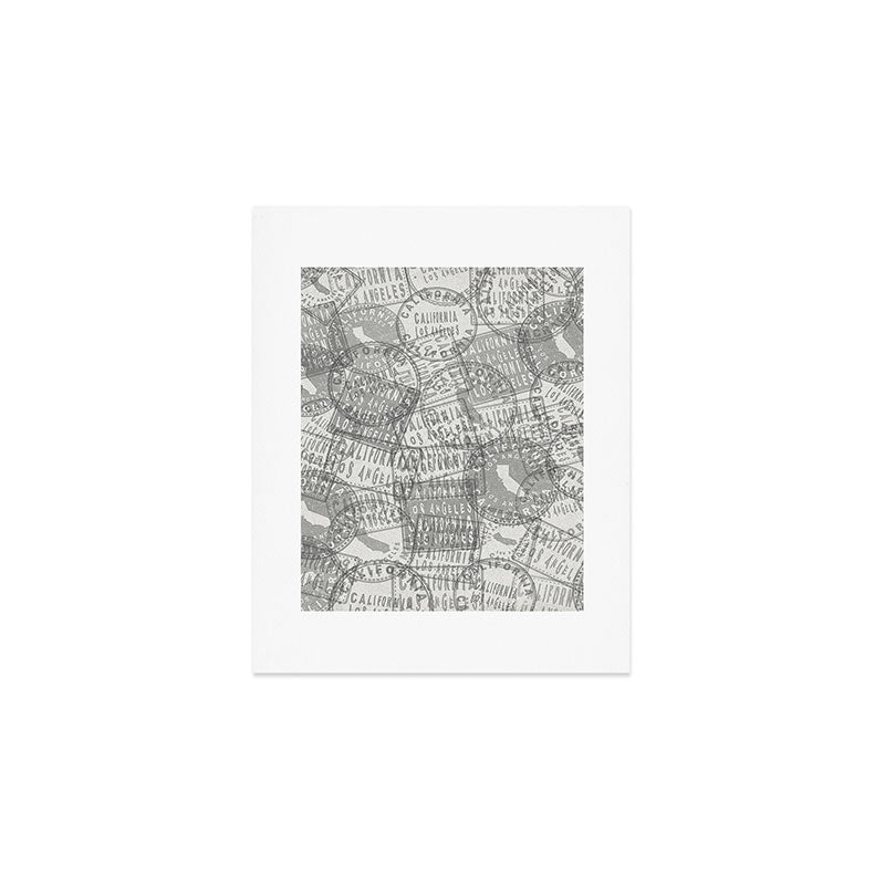 Vintage Los Angeles California Travel Stamp Pattern Art Print Gallery Image 1