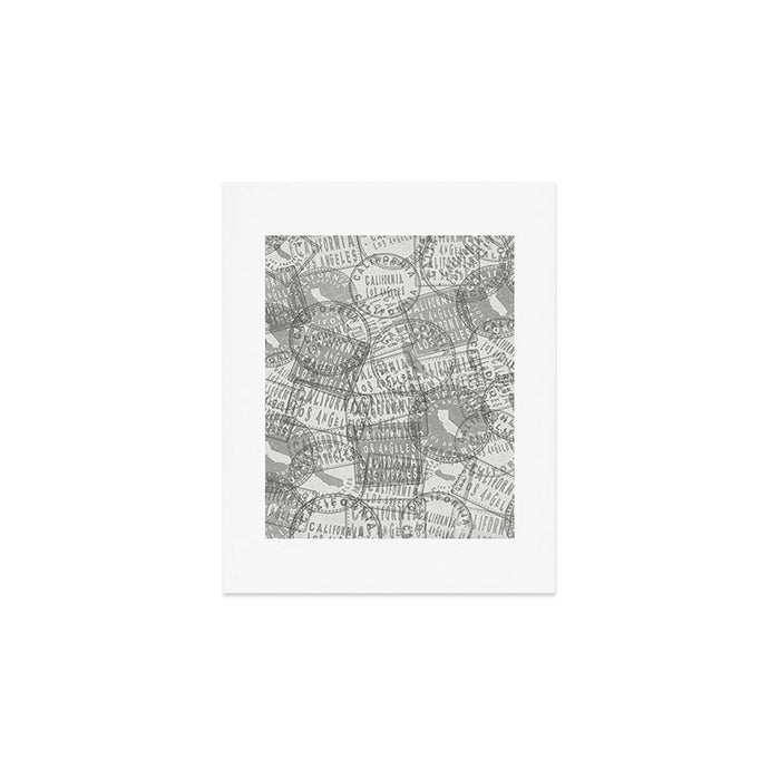 Vintage Los Angeles California Travel Stamp Pattern Art Print Gallery Image 1