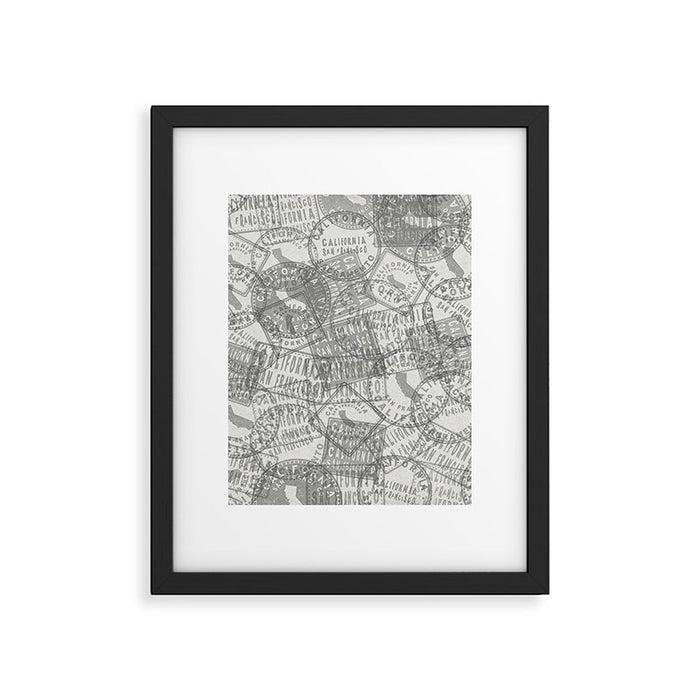 Vintage San Francisco California Travel Stamp Pattern Framed Art Print Gallery Image 1
