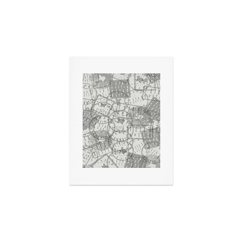 Vintage Texas Austin Travel Stamp Pattern Art Print Gallery Image 1