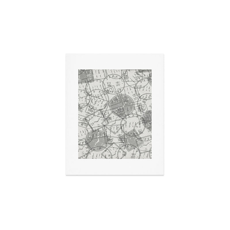 Vintage Tokyo Japan Postmark Pattern Art Print Gallery Image 1