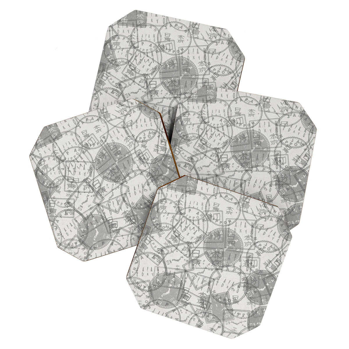 Vintage Tokyo Japan Postmark Pattern Coaster Gallery Image 1