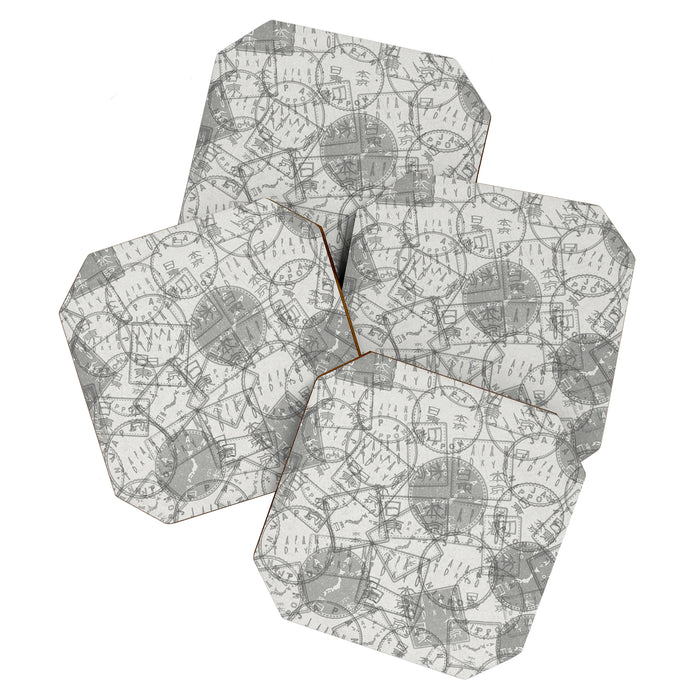 Vintage Tokyo Japan Postmark Pattern Coaster Gallery Image 1