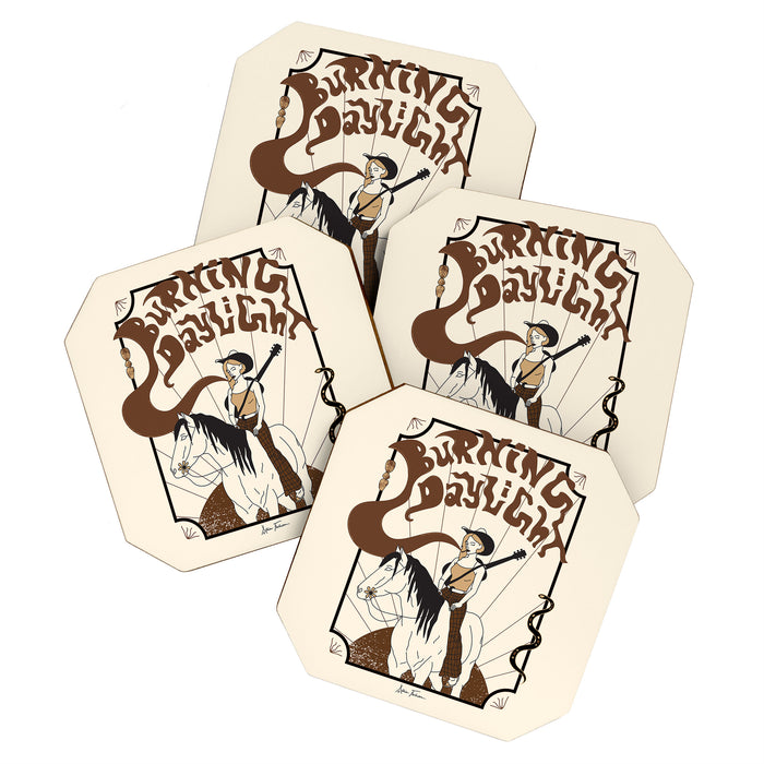 Burning Daylight - Black, Cream, Rust Coaster Gallery Image 1