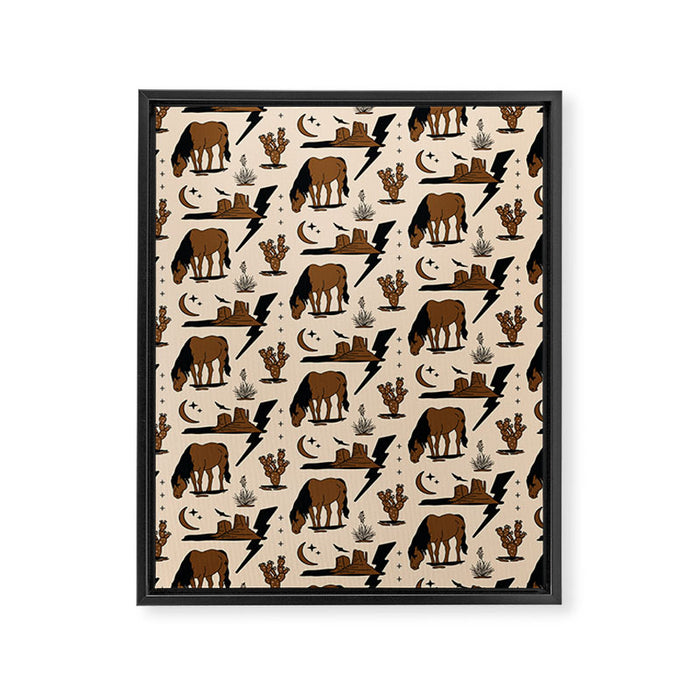 Electric Oasis - Black, Brown & Tan Framed Canvas Print Gallery Image 1