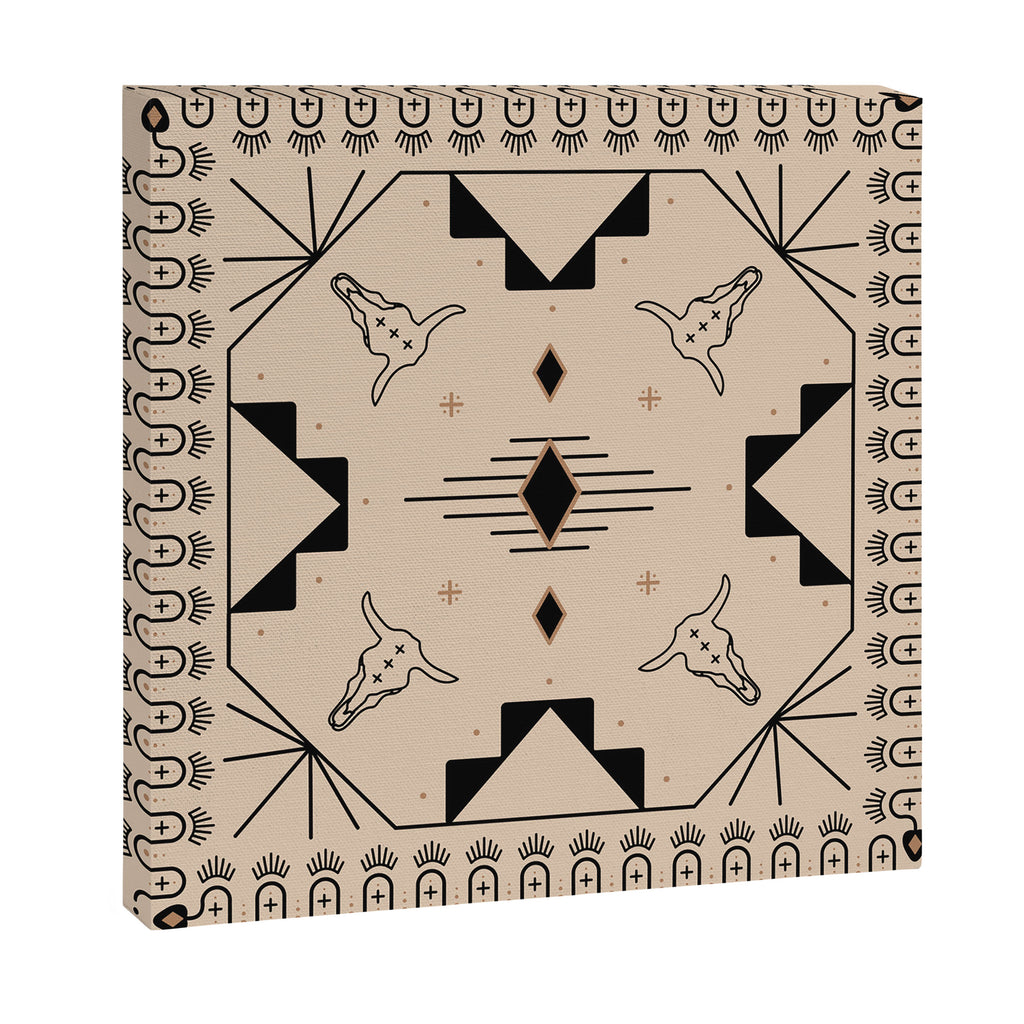 Lost Desert Tile - Black & Camel Canvas Print Gallery Image 3