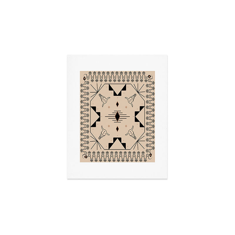 Lost Desert Tile - Black & Camel Art Print Gallery Image 1