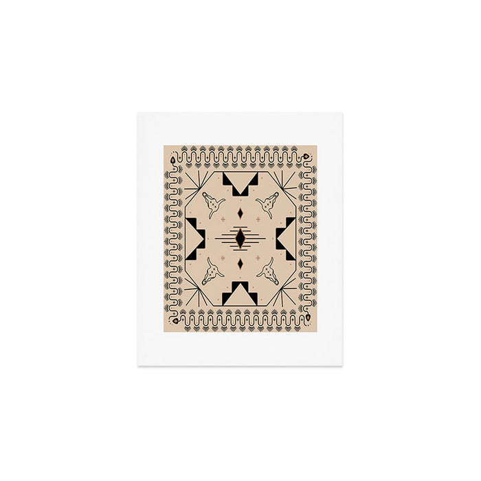 Lost Desert Tile - Black & Camel Art Print Gallery Image 1