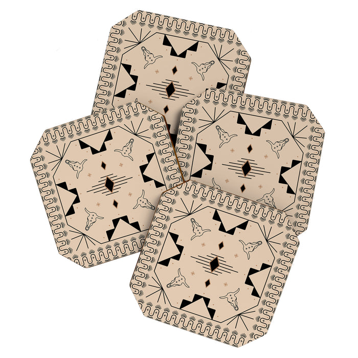 Lost Desert Tile - Black & Camel Coaster Gallery Image 1